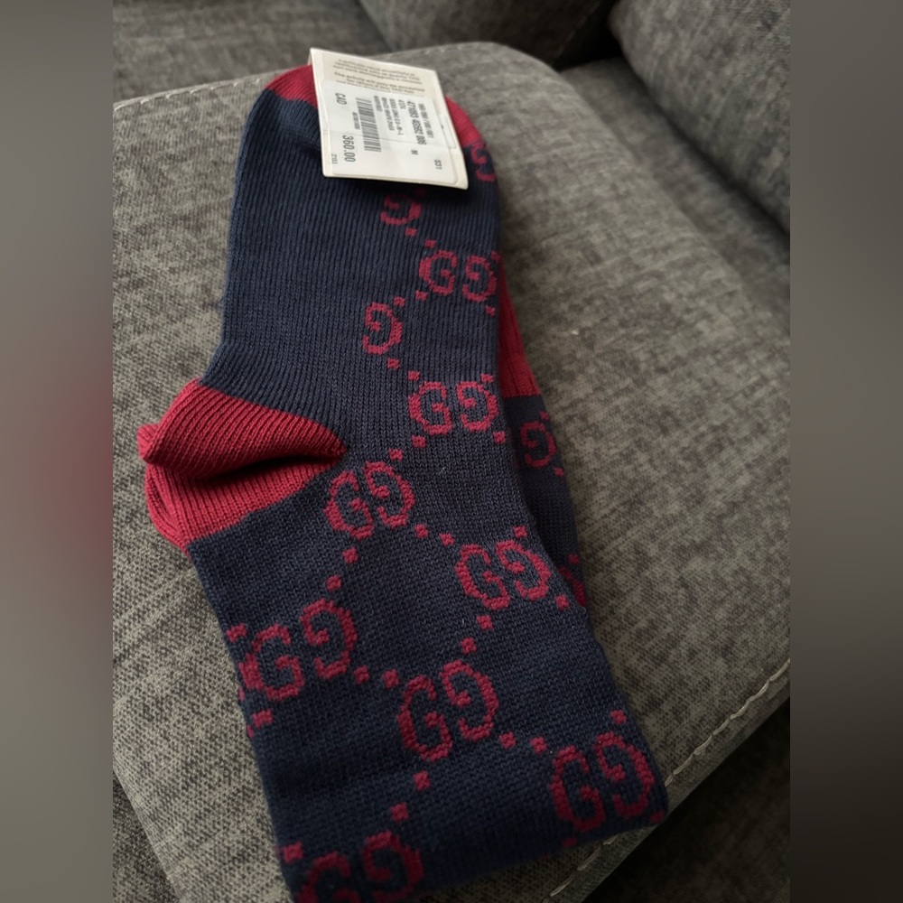 Gucci Blue and Red Casual Socks with Monogram GG Logo - Picture 4 of 4